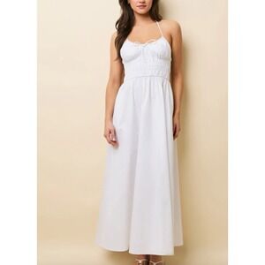 Solid & Striped Women's Dress Lolita White S Milkmaid Coquette Poplin Cotton